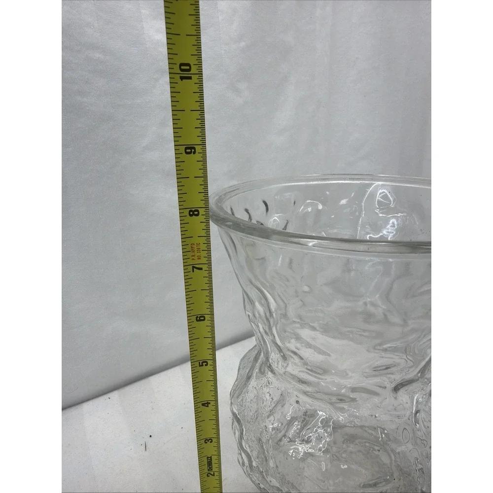 Vintage E.O. Brody Clear Glass Textured Flower Vase Medium Size in Excellent Con